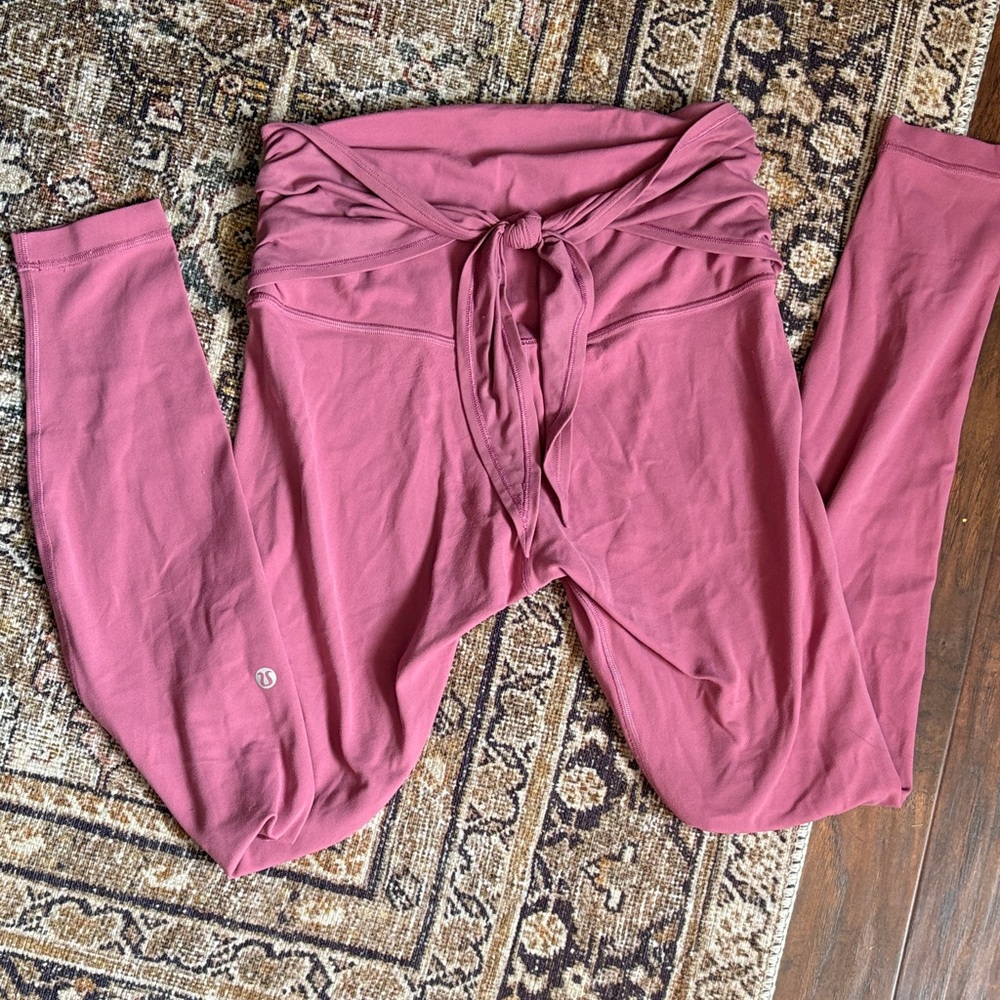 Pink Lululemon Leggings with Tie Waist